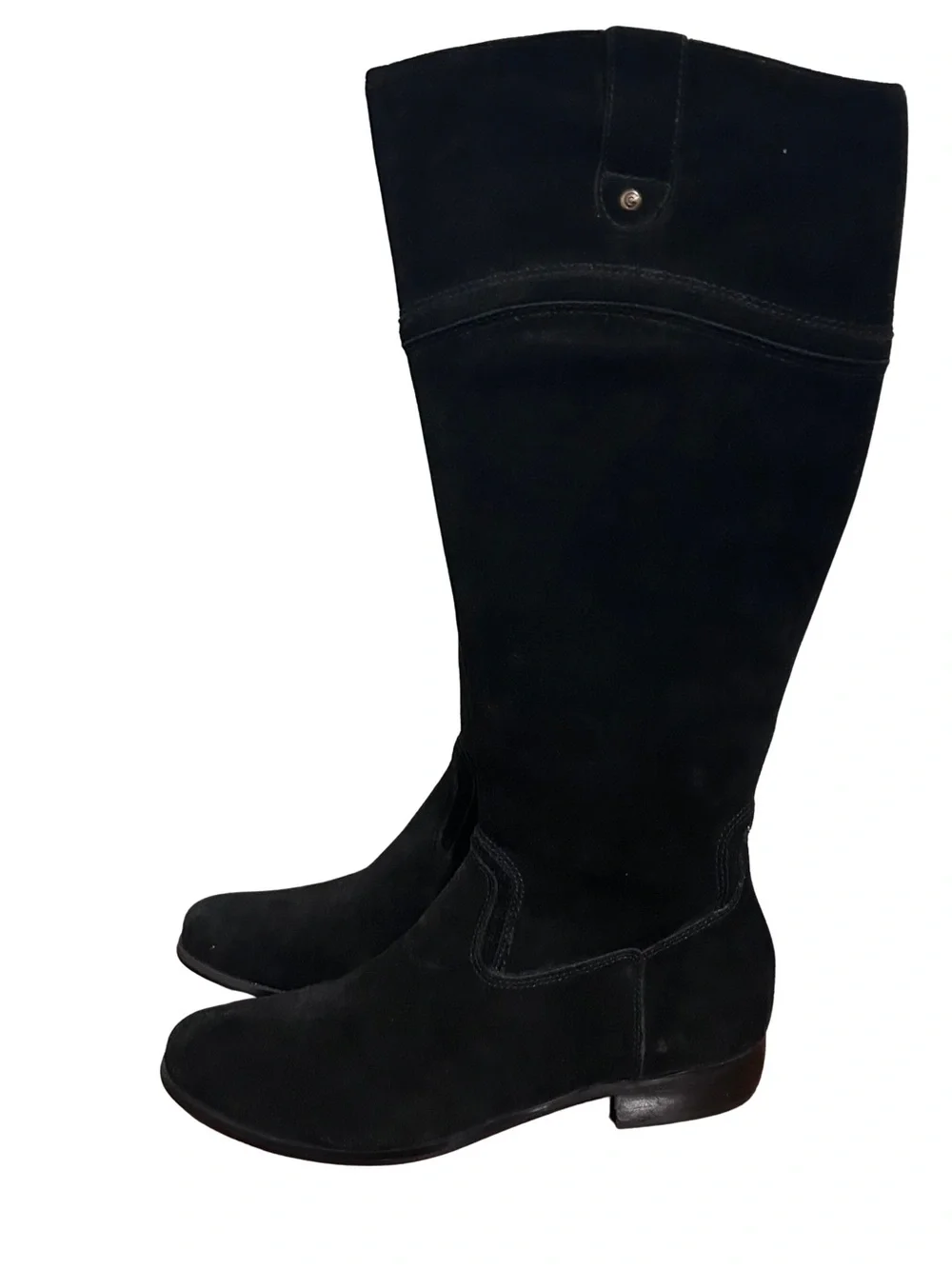 Corso Como Black Suede Tall Leather Riding Zip Flat Boots Women’s Size 8